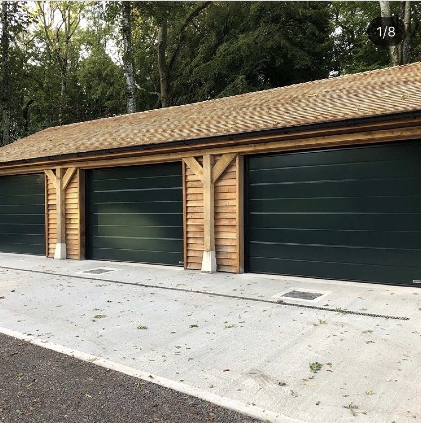 Black sectional garage doors