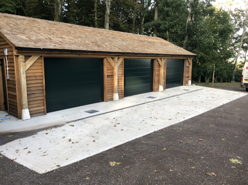 Black sectional garage doors